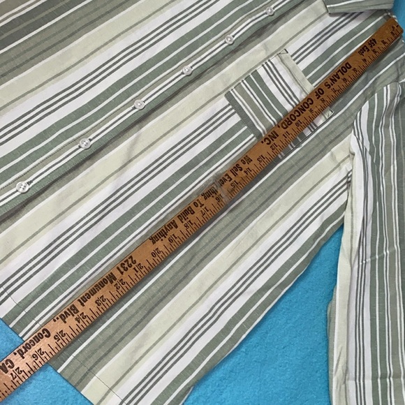 BLAIR cotton linen roll tab long sleeve button up chest pocket stripe NEW size L - Picture 4 of 11